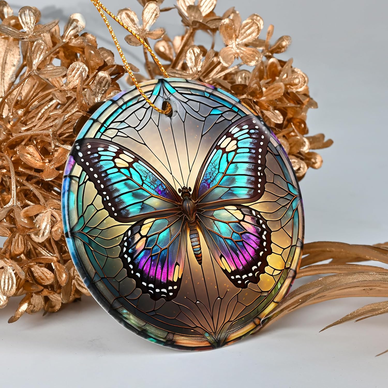 Colorful Ceramic Butterfly Christmas Ornament for Tree