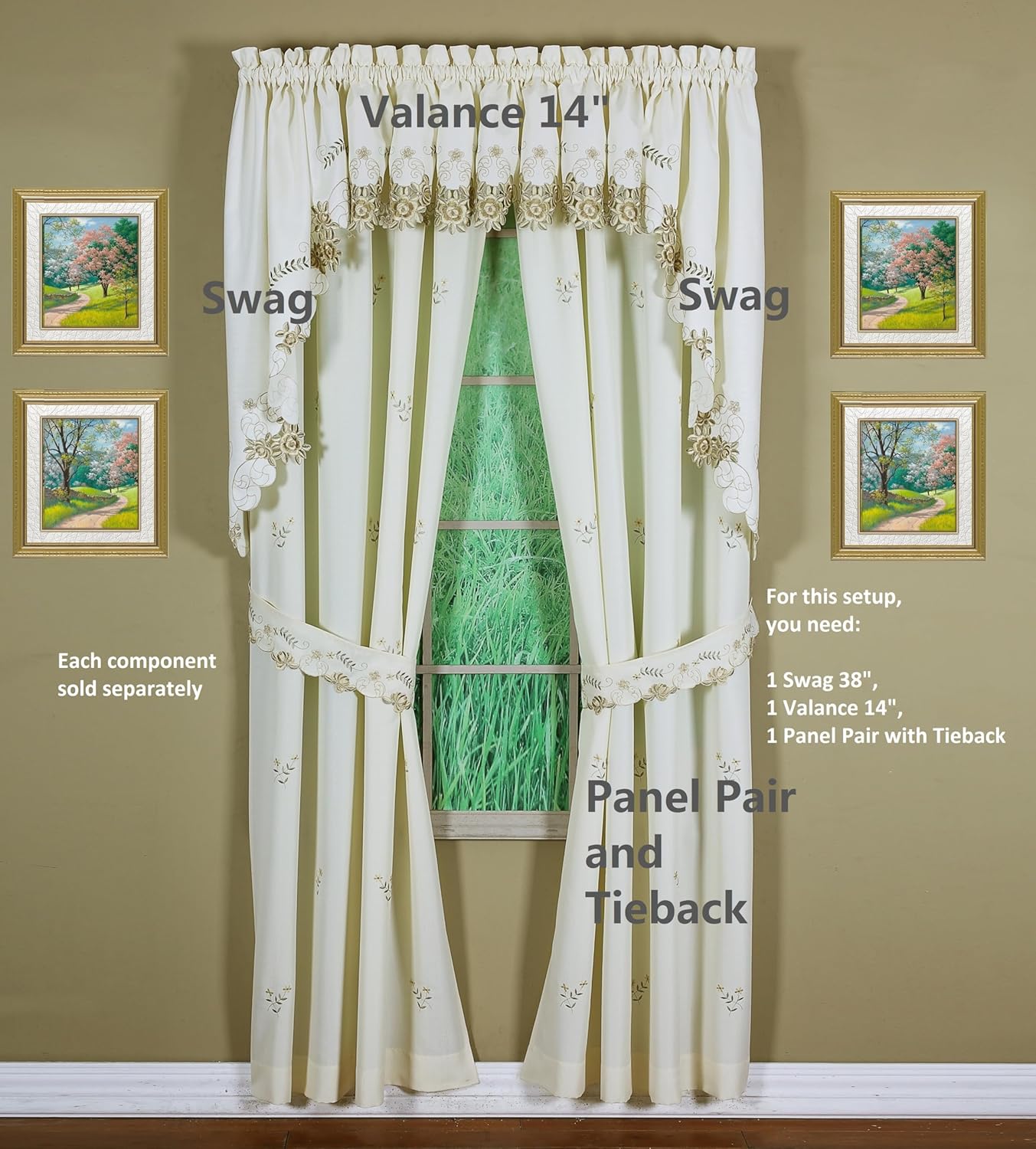 Todays Curtain Verona Reverse Embroidery Swag 38 Inch