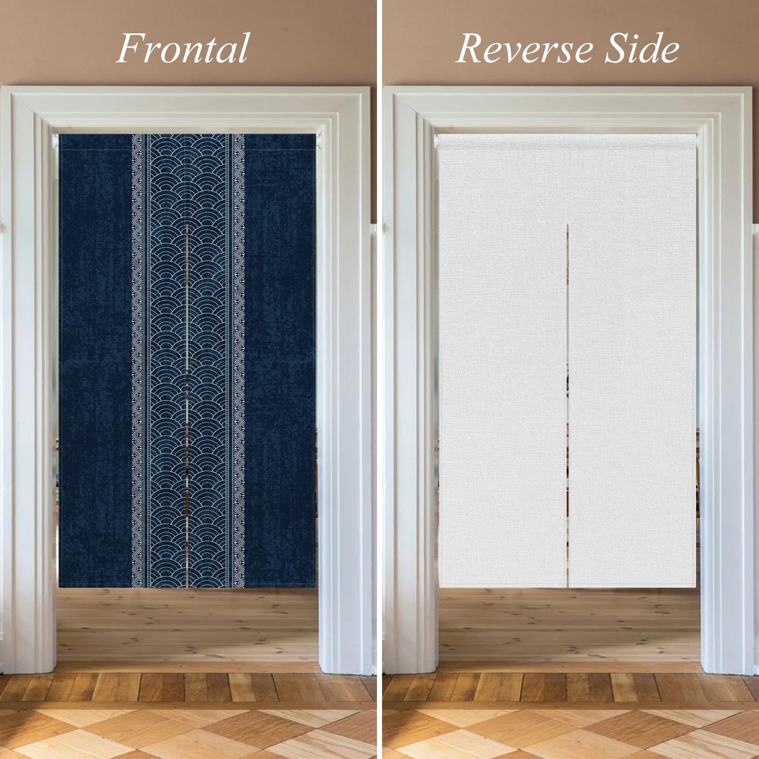 Royal Blue Noren Doorway Curtain with Split Design