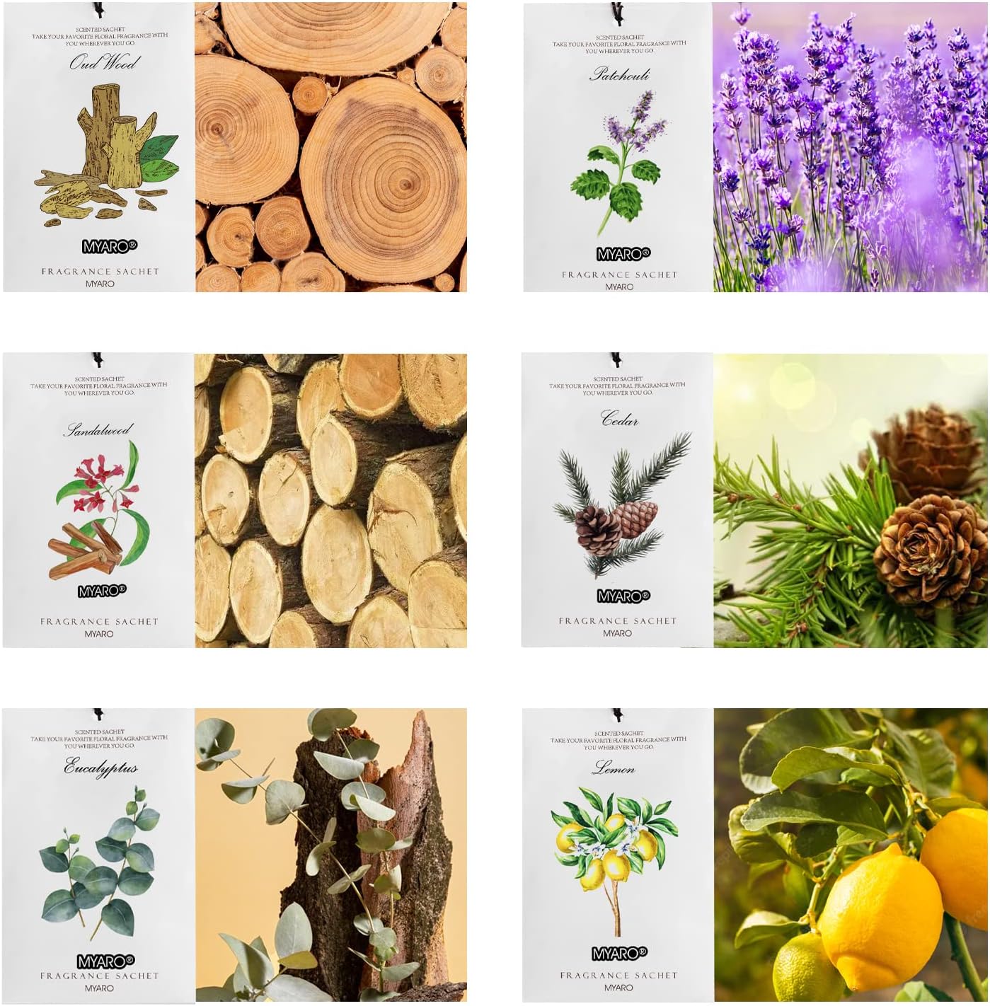 MYARO 12 Pcs Scented Sachets for Closets and Drawers