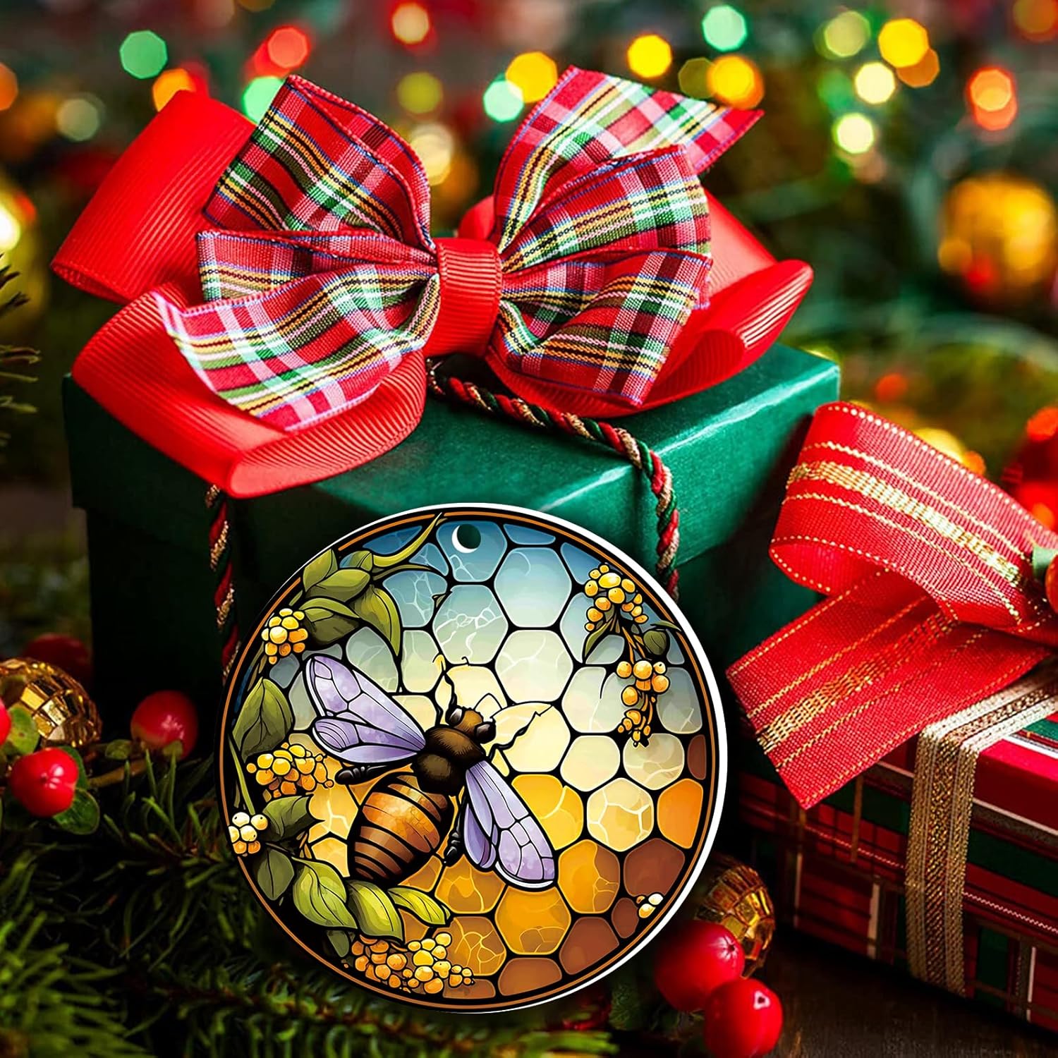 Floral Bee Christmas Tree Decor 2024 Hanging Ornament