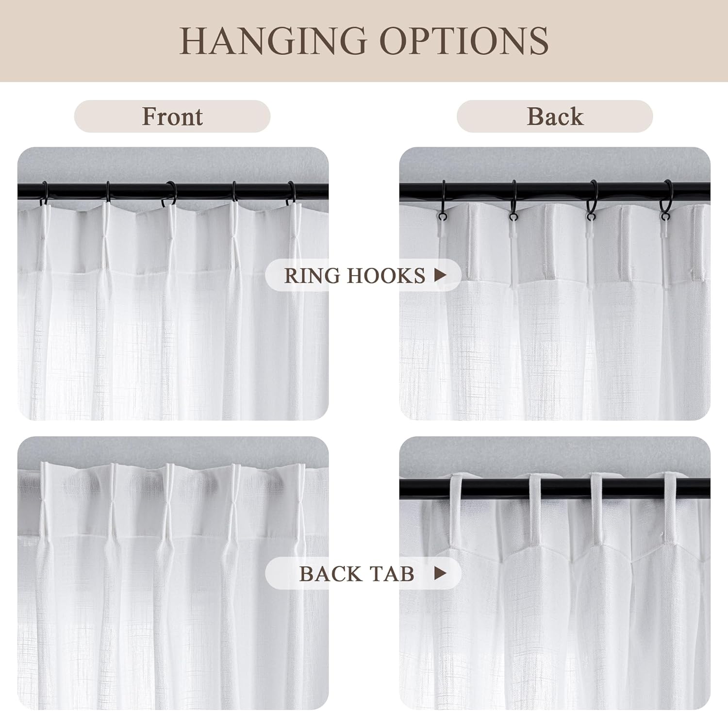 MYSKY HOME White Curtains 2 Panels Set 84 Inch Length