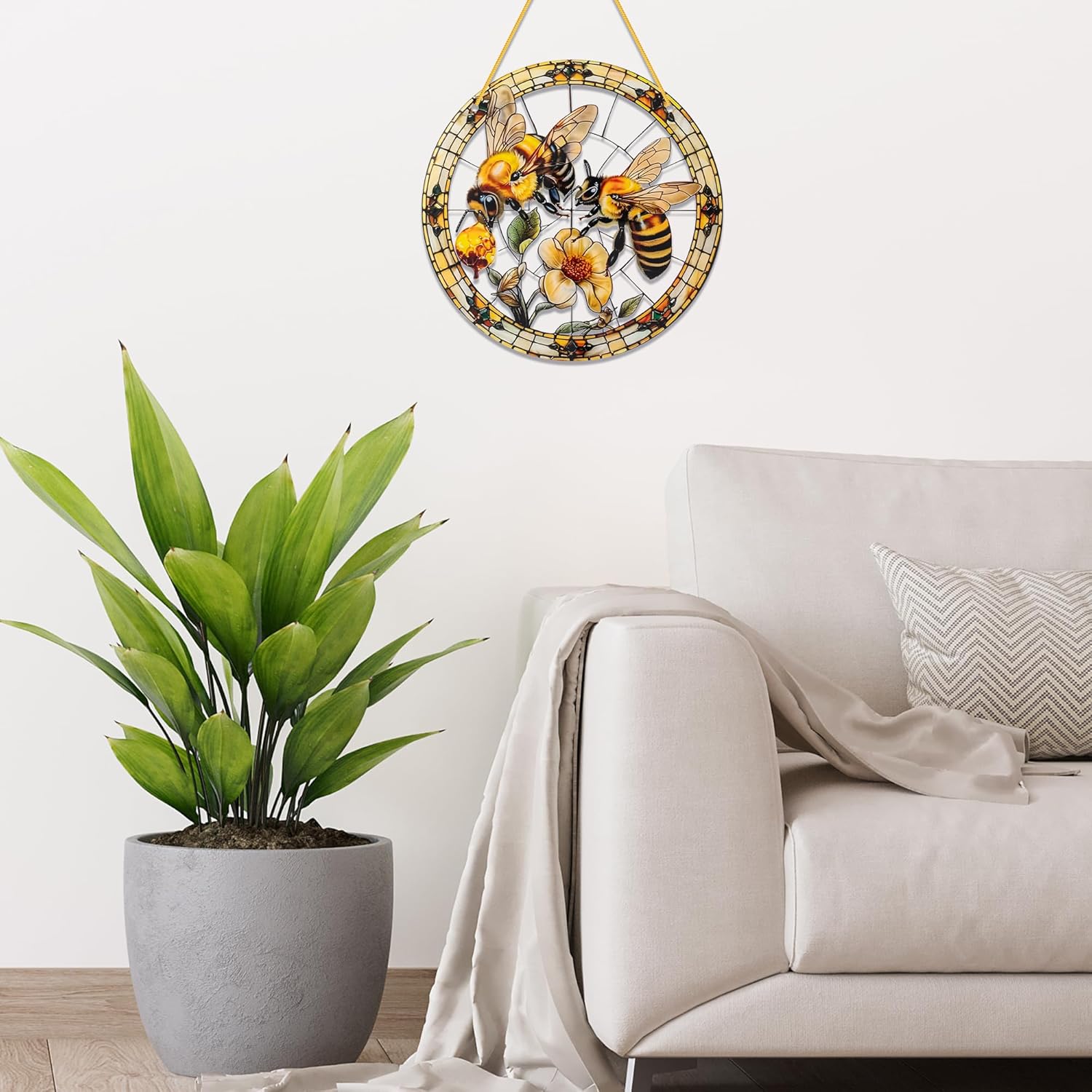 Bee Window Decor - Acrylic Sun Catcher with Hook and Chain