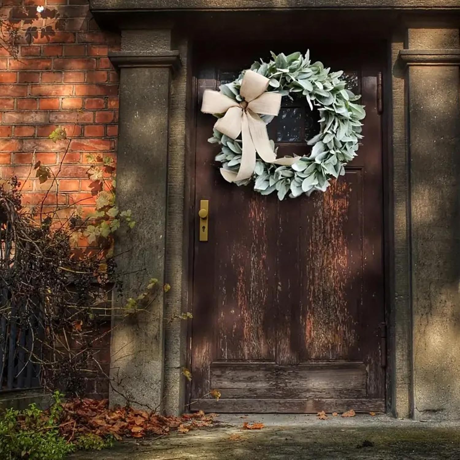 Lambs Ear Teardrop Front Door Wreath