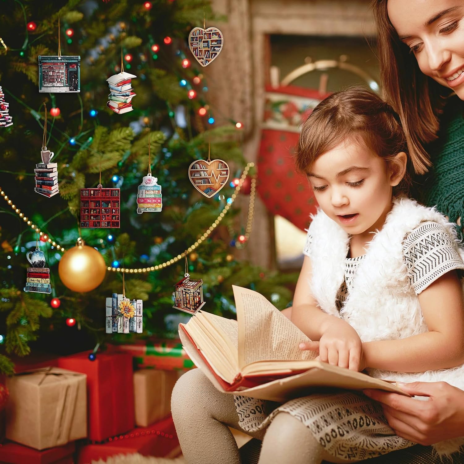 Wenqik 24 Pcs Book Themed Christmas Ornaments