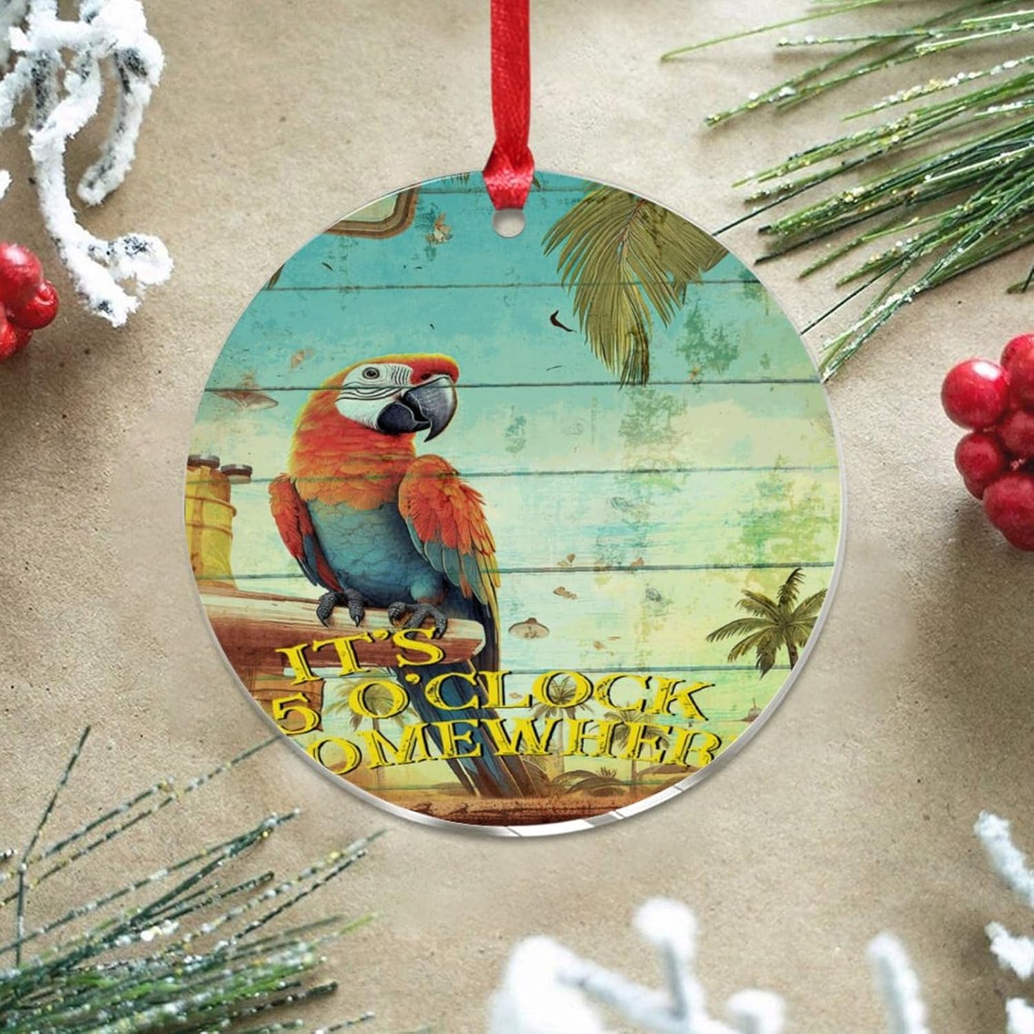 3 Inch Acrylic Christmas Ornaments 2024 Flamingo Decorative Hanging Baubles