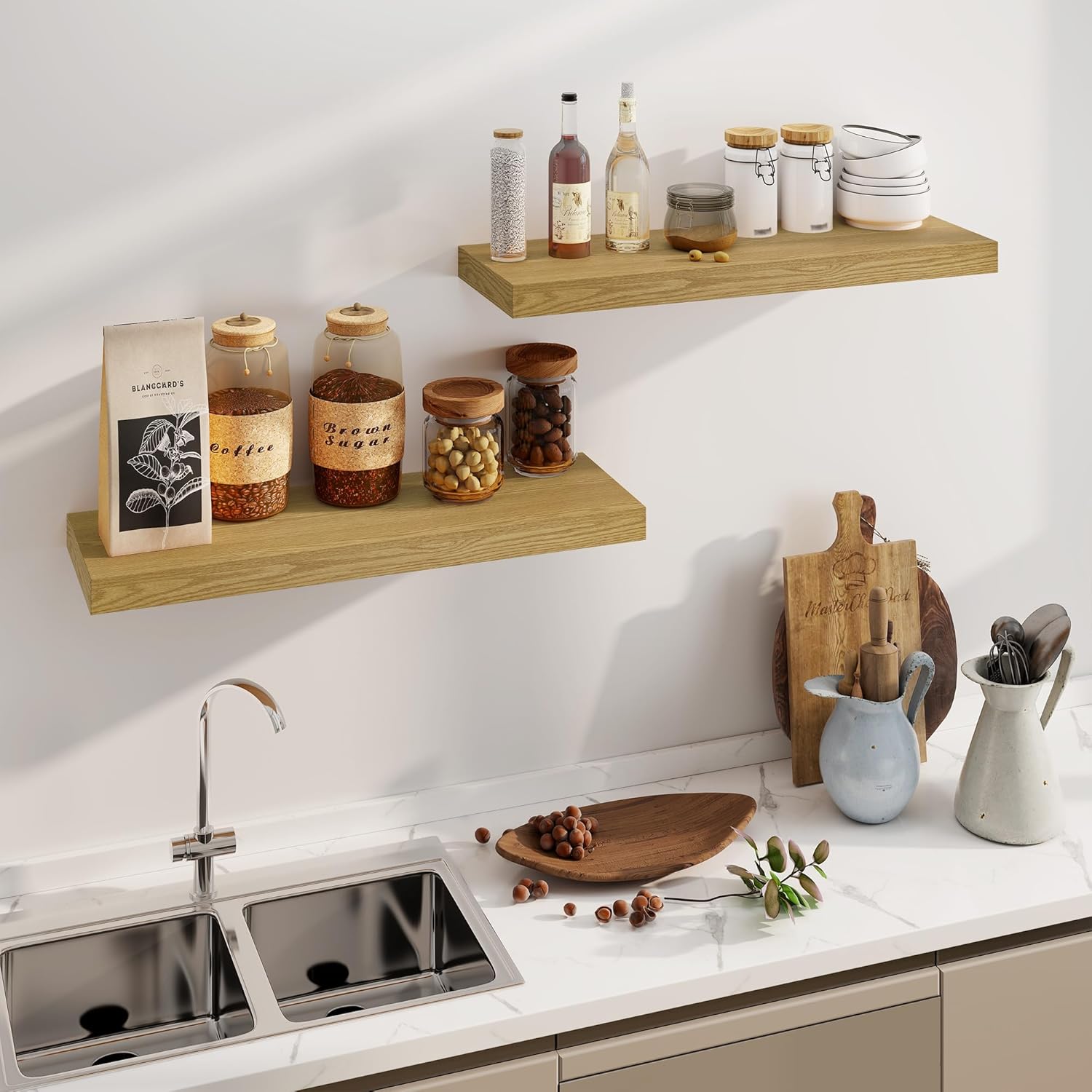 Fun Memories 36 Inch Floating Shelf Set of 2 Oak