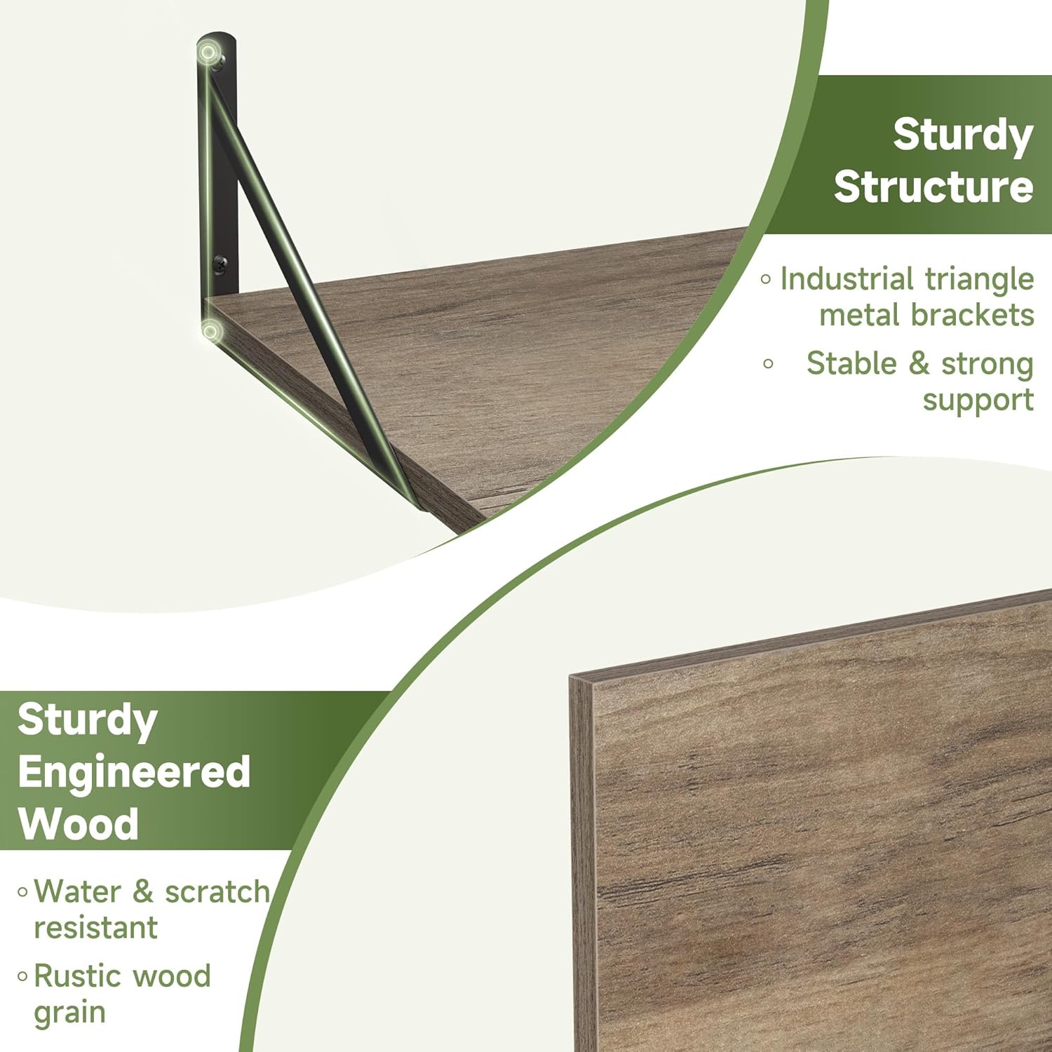 12 Inch Deep Floating Shelves Set of 4 Heavy Duty Wall Mount