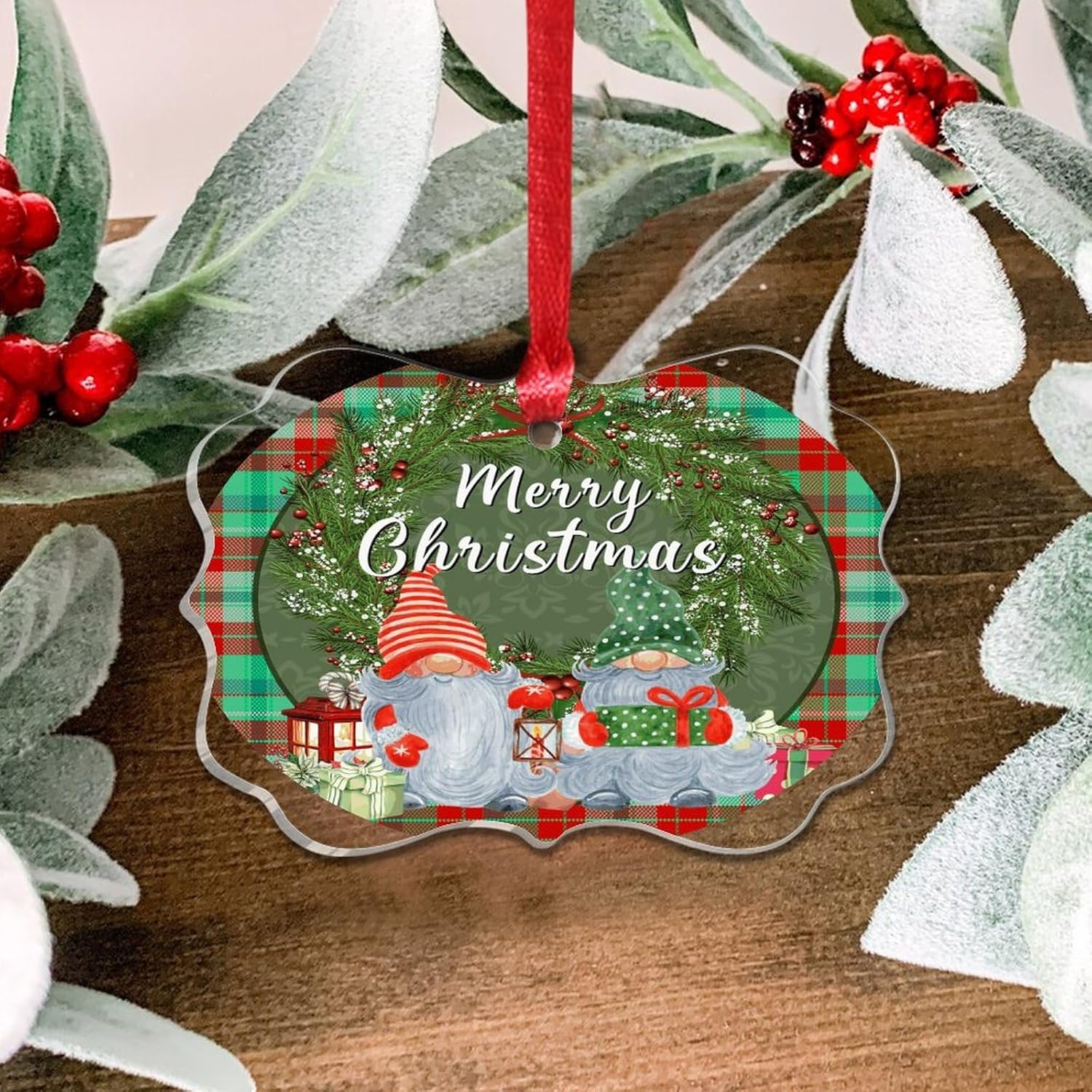 3 Inch Clear Acrylic Christmas Gnome Ornament 2023