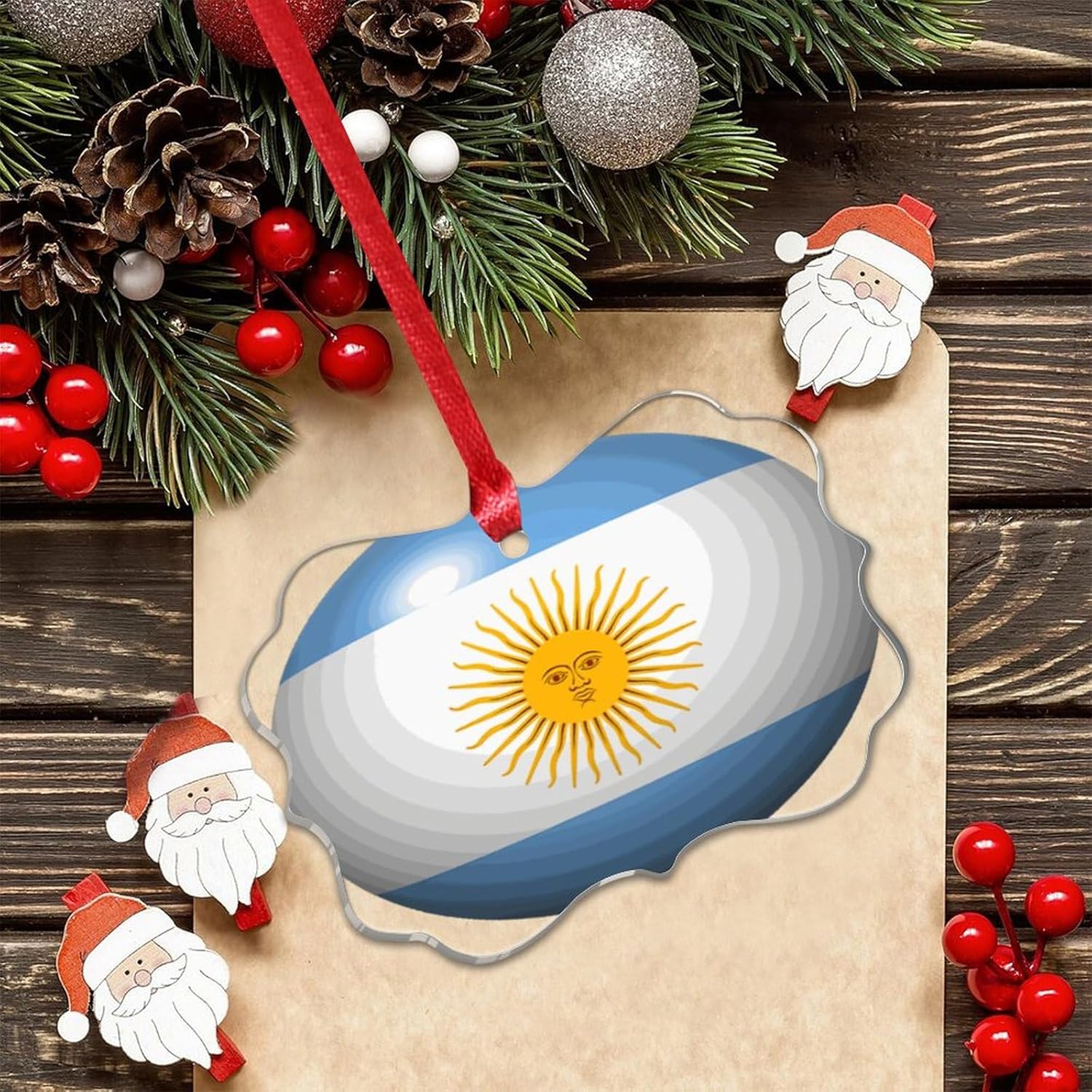 3 Inch Acrylic Christmas Ornaments 2024 Argentina Decorative Baubles