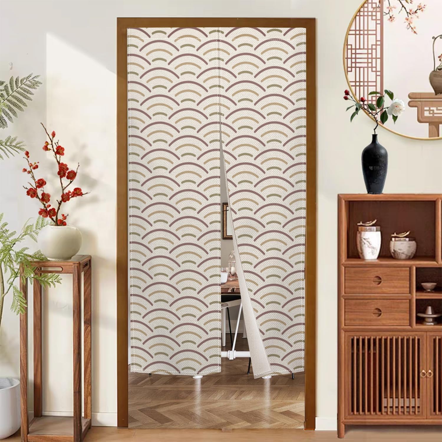 Japanese Noren Door Curtain with Wave Pattern