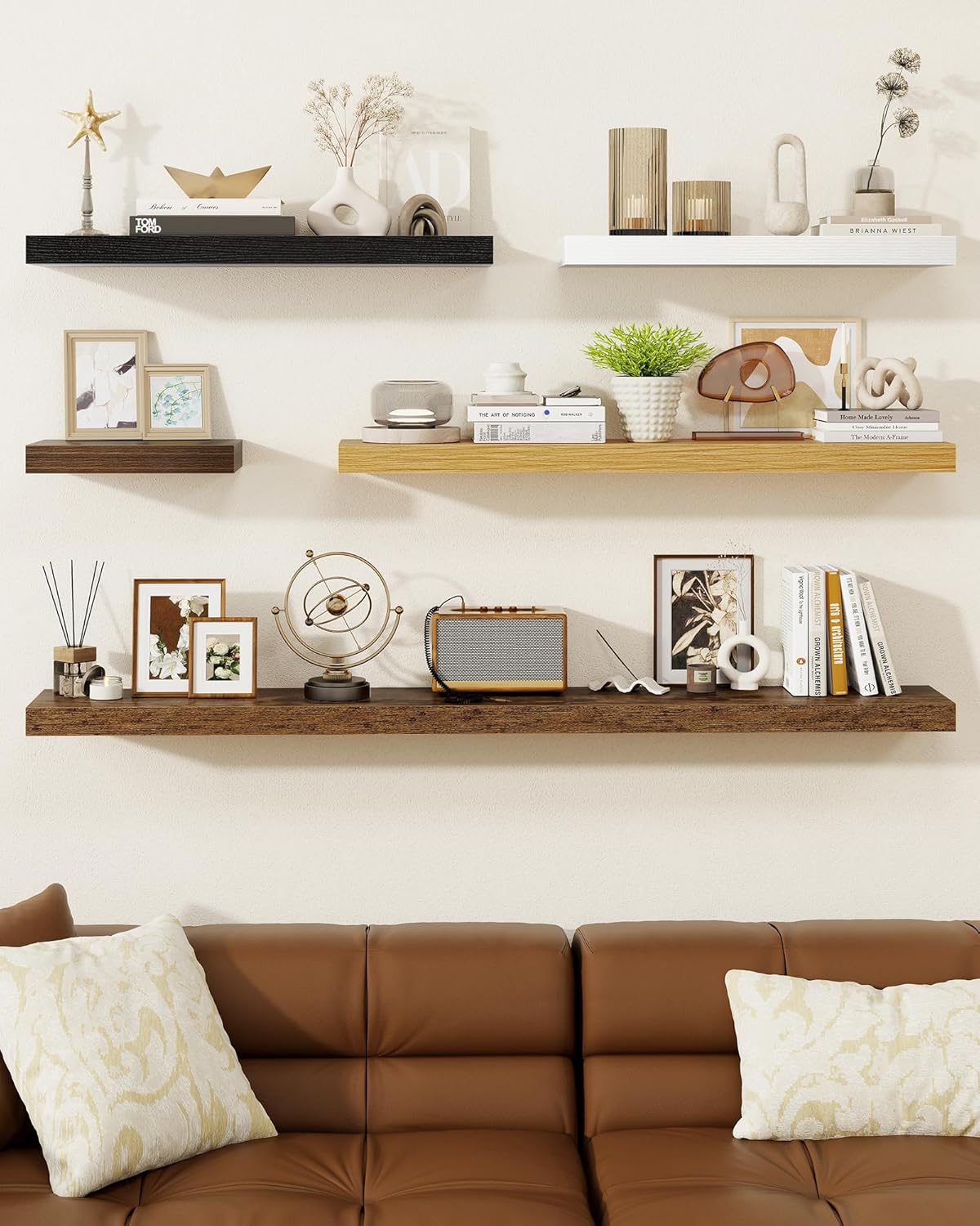 Marsmiles 24 Inch Floating Shelves Set of 2 Rustic Brown