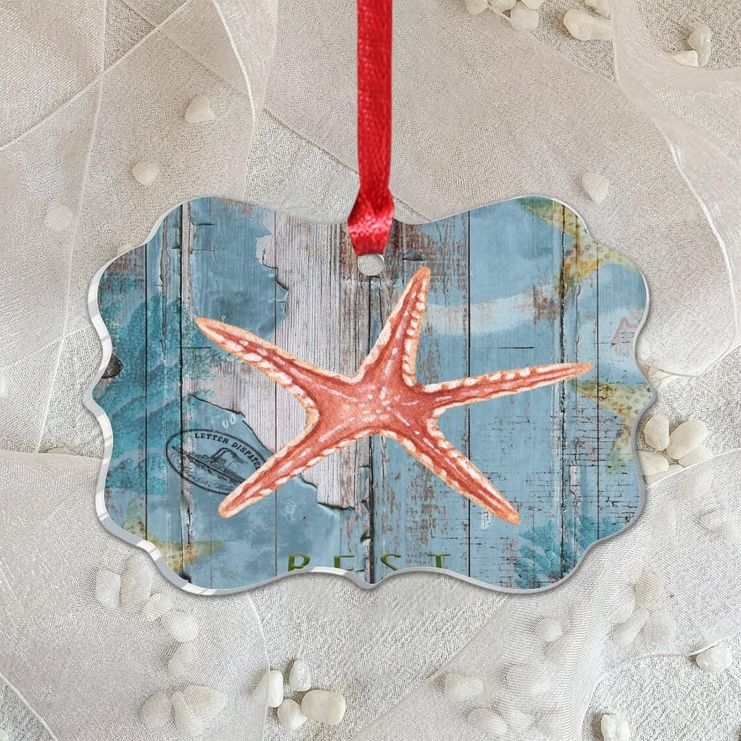 3 Acrylic Christmas Ornaments 2024 Nautical Starfish Decor Hanging Baubles