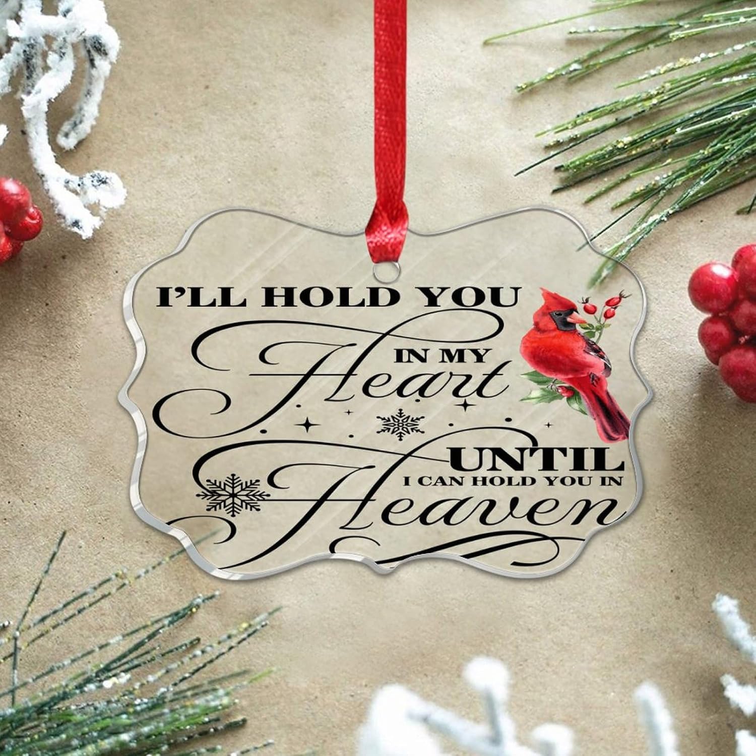 Premium Acrylic Christmas Ornament 2023 Heart Memorial Decor Bauble
