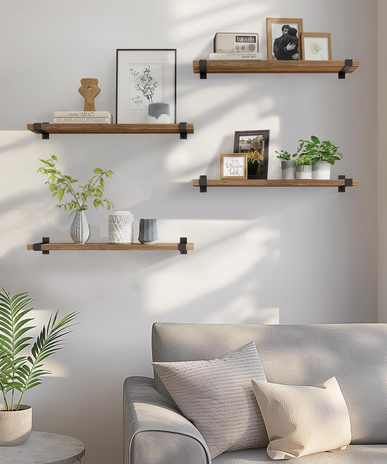 Gronda 24 Inch Rustic Pine Floating Shelves Set of 2