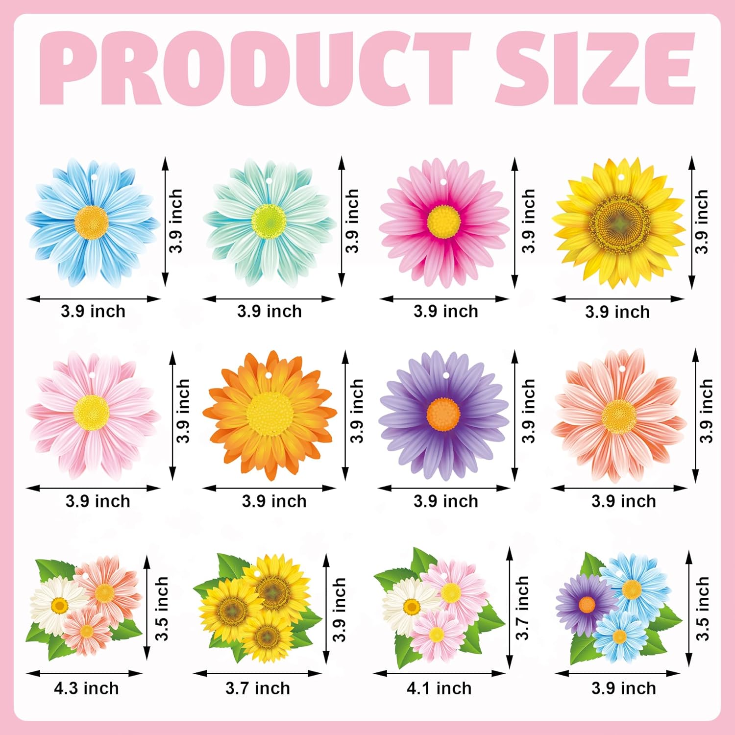 36PCS Spring Flower Hanging Decorations with Rope