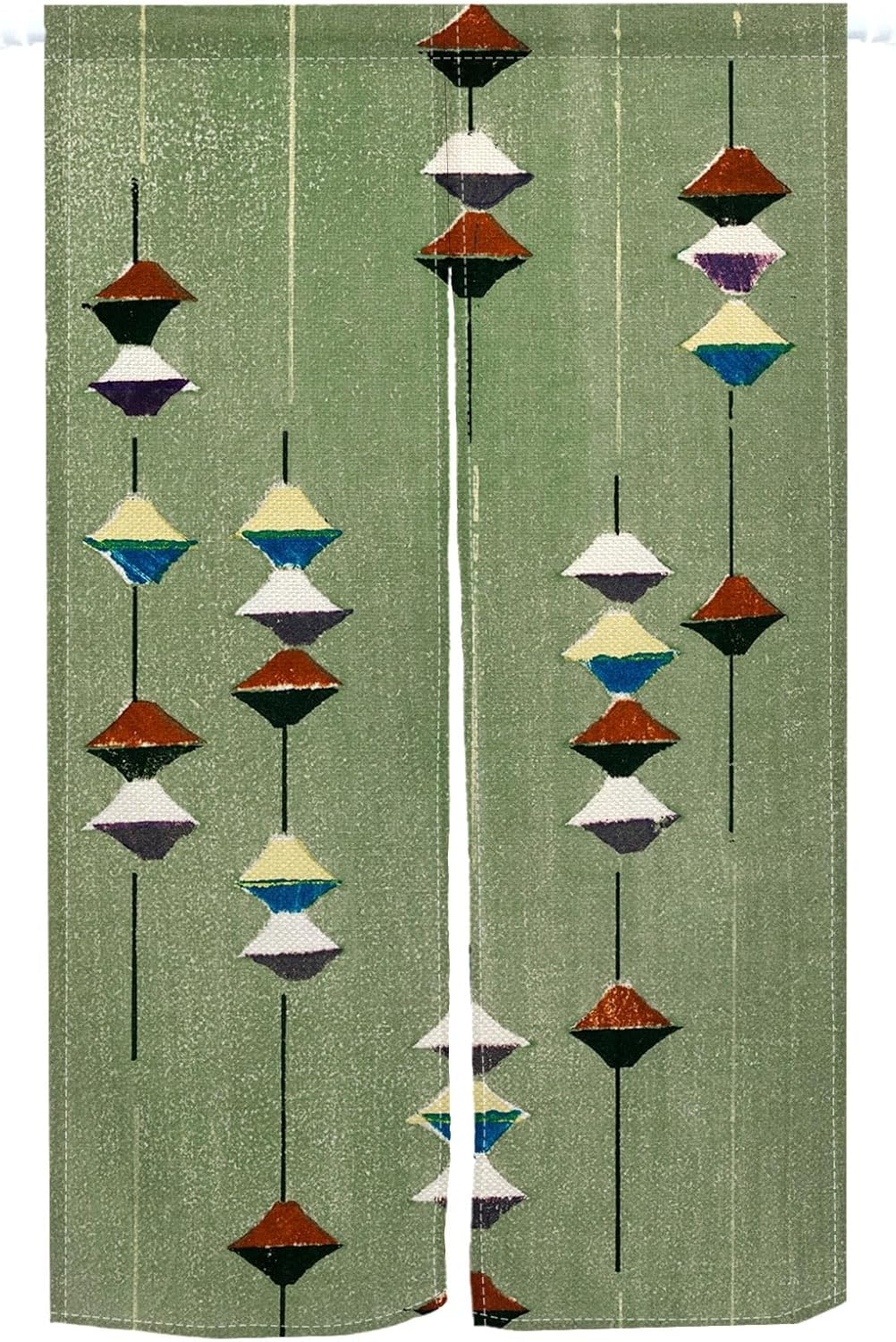 Leowefowa Noren Door Curtain Green Geometry Panel