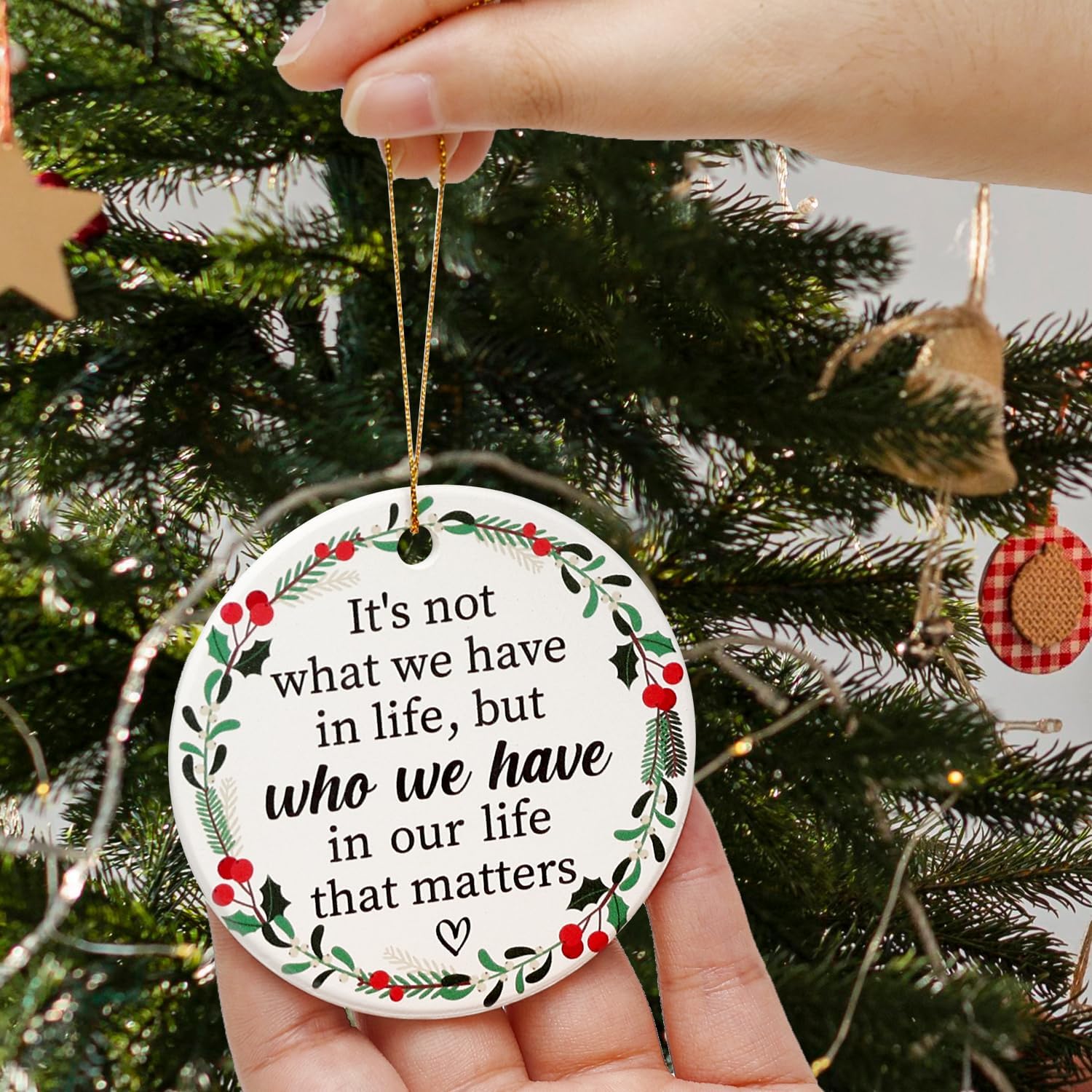 Deceram Mini Ceramic Christmas Ornaments for Friends Family