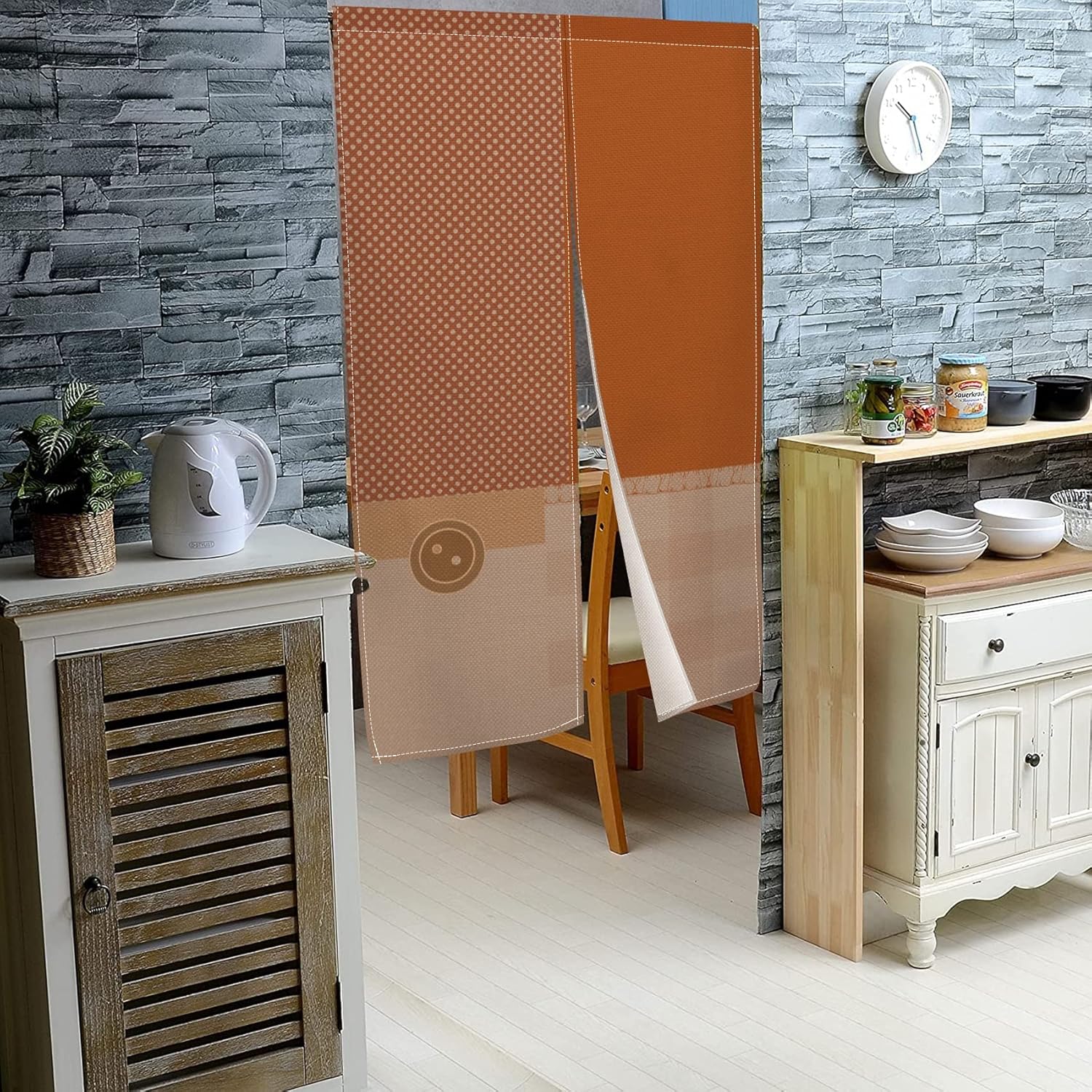 Leowefowa Japanese Noren Door Curtain with Plaid Print