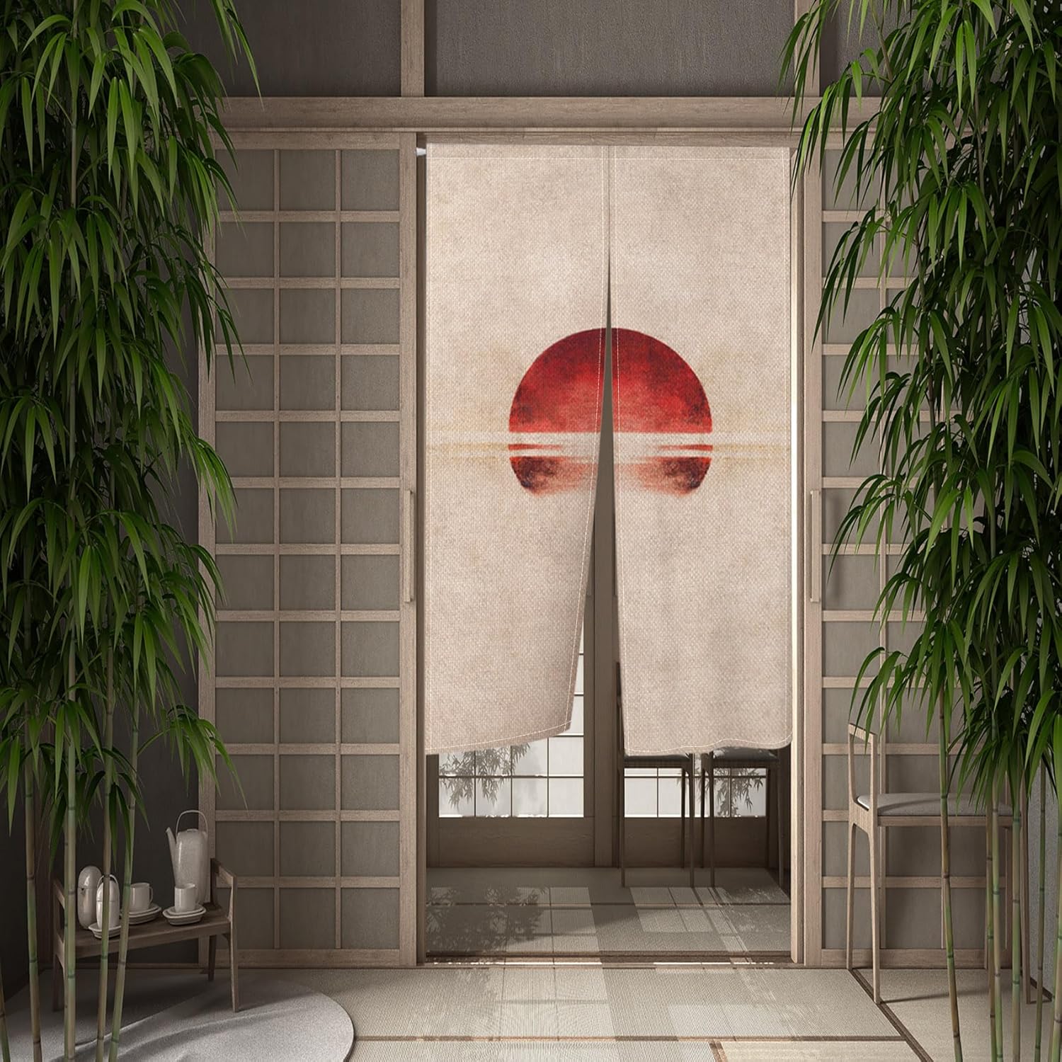 Traditional Japanese Noren Door Curtain 283 x 472 Sunset
