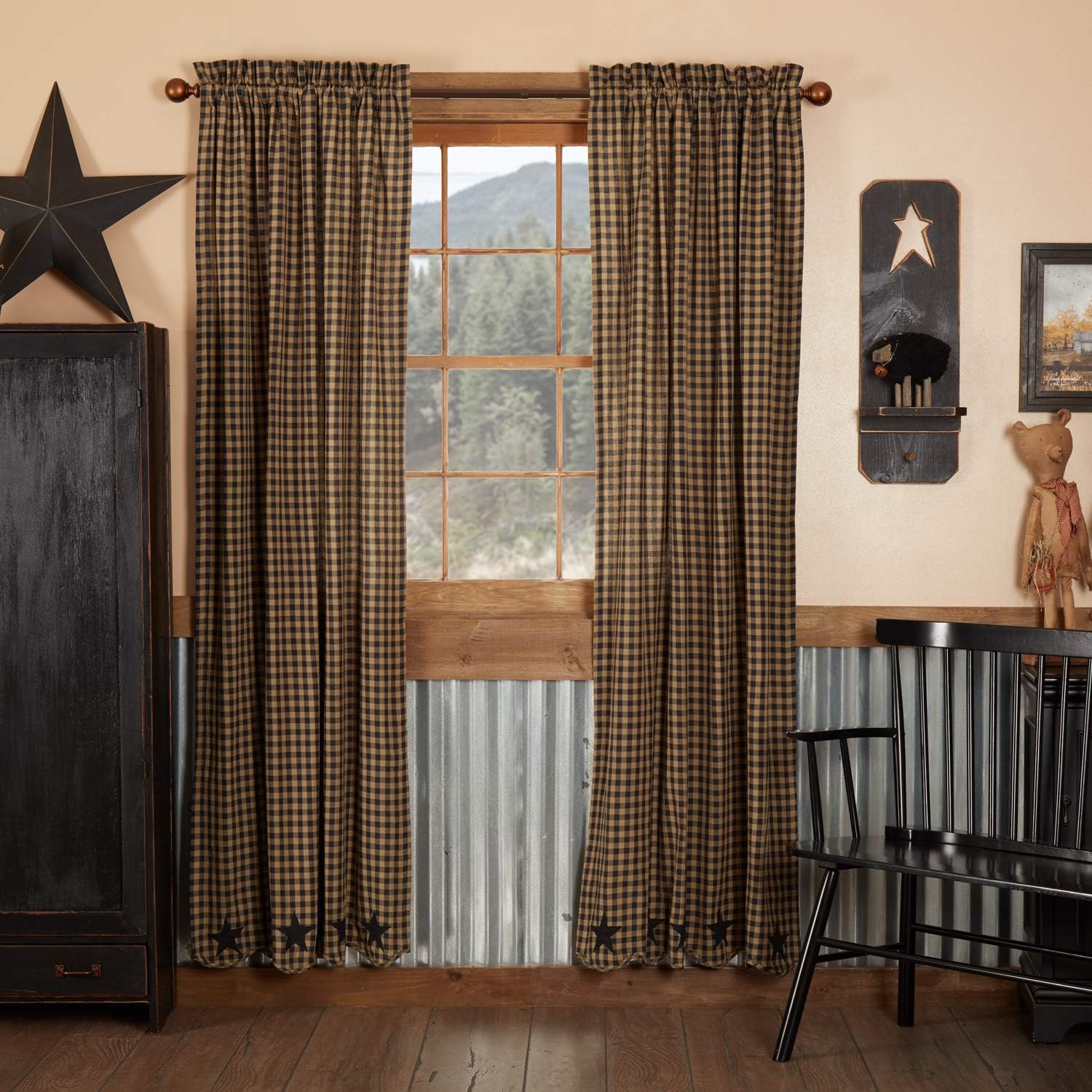 VHC Brands Star Cotton Panels with Tie Backs