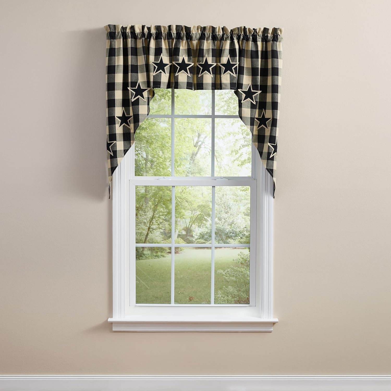Park Designs Wicklow Star Black Swags Pair 72 x 36