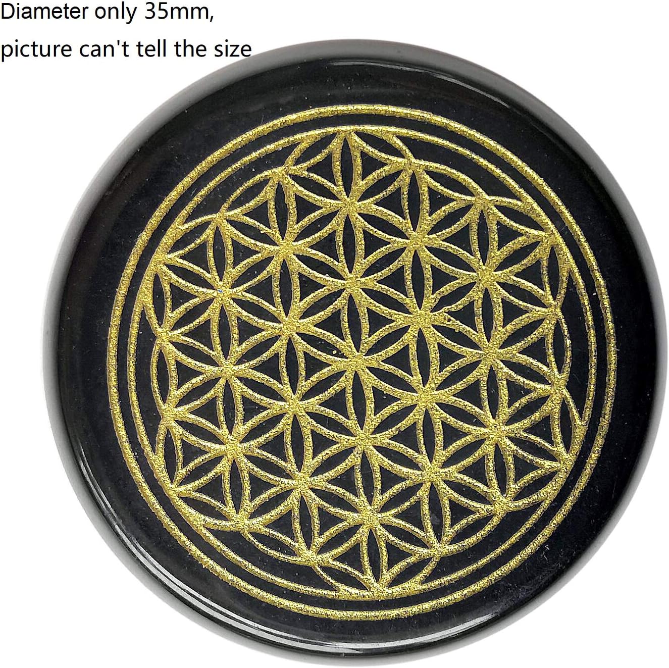 Natural Black Agate Flower of Life Healing Crystal Stone