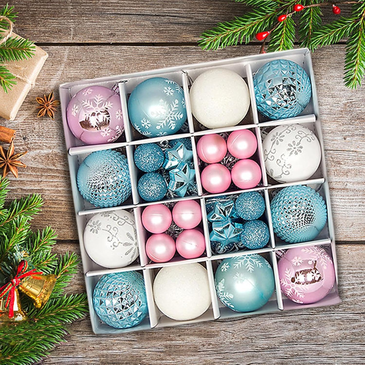 44 Piece Christmas Ball Ornaments for Holiday Decorations