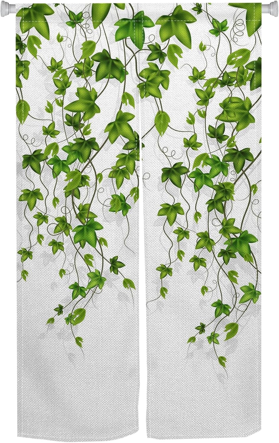 Boho Style Doorway Curtain with Leaf Pattern 34 x 60 Inches
