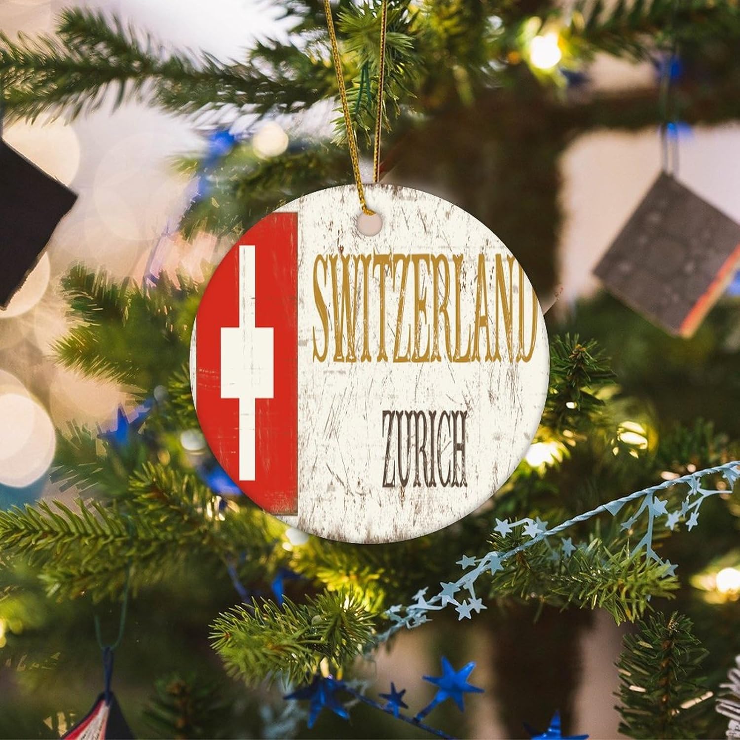 Switzerland Zurich Ceramic Christmas Ornament 3 Inch