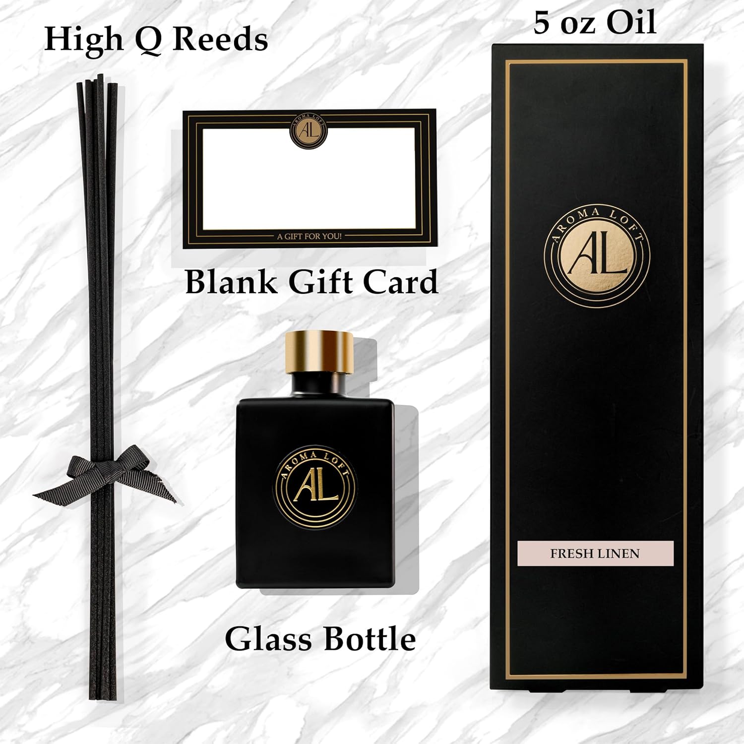 Fresh Linen Reed Diffuser Set for Home Office