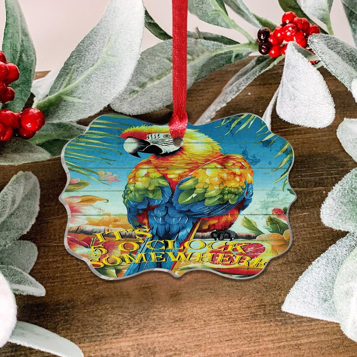 3 Inch Acrylic Christmas Ornaments 2024 Tropical Flamingo Hanging Decor
