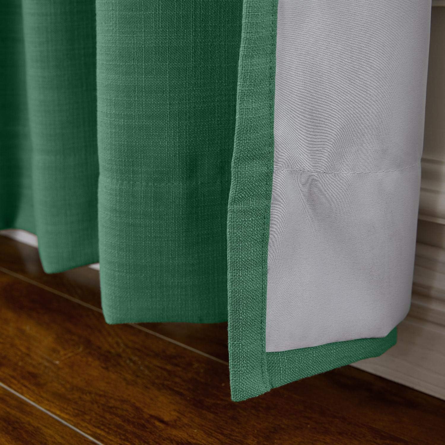 ChadMade 50W x 84L Peacock Faux Linen Curtain with Blackout Lining