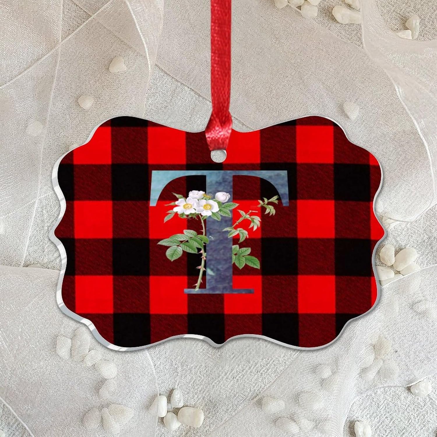 Acrylic Christmas Ornaments 2023 Initial Letter T Blue Green Monogram Hanging Baubles