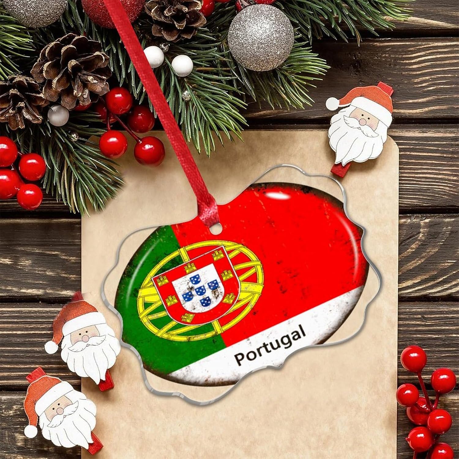 3 Inch Acrylic Christmas Ornaments 2024 Portugal Decorative Baubles