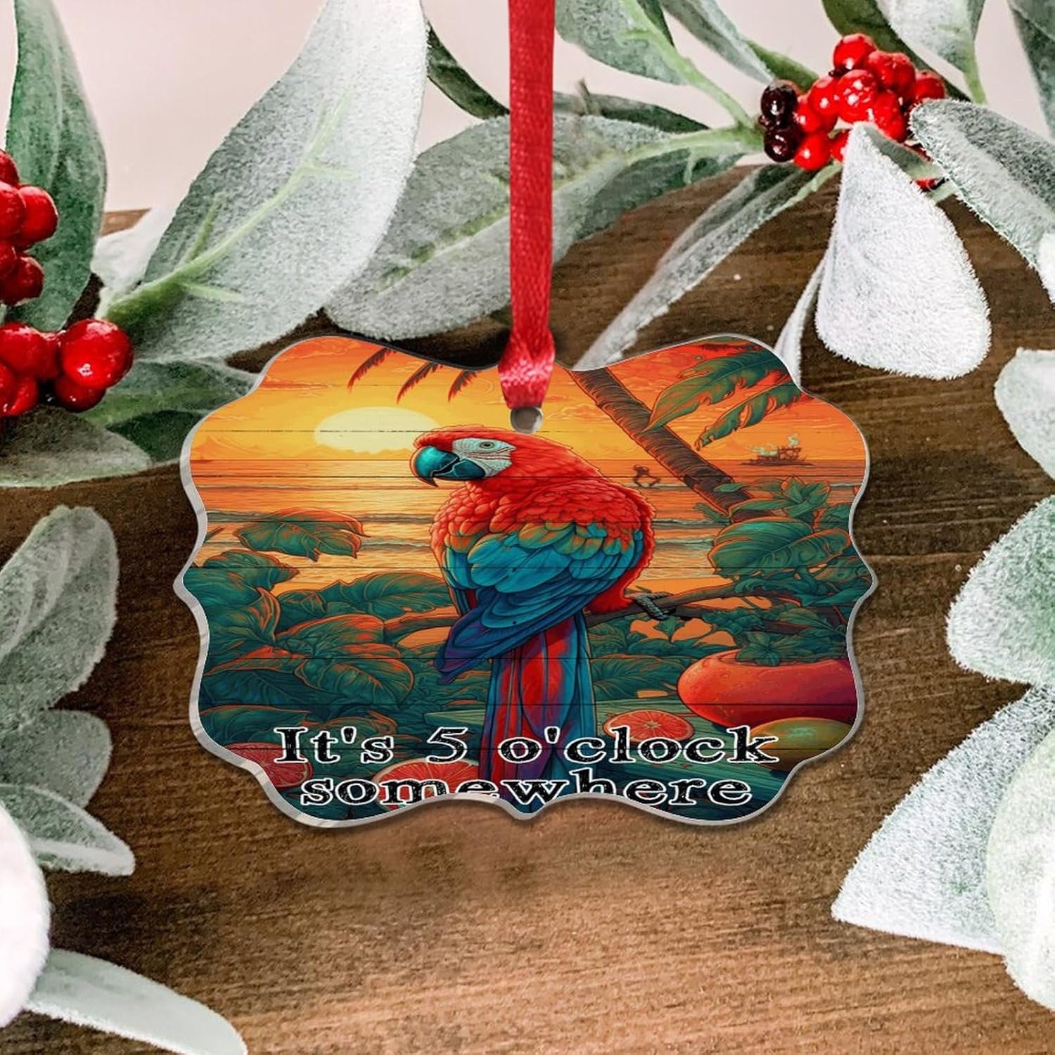 3 Inch Acrylic Christmas Ornaments 2024 Retro Sunset Bauble Decor