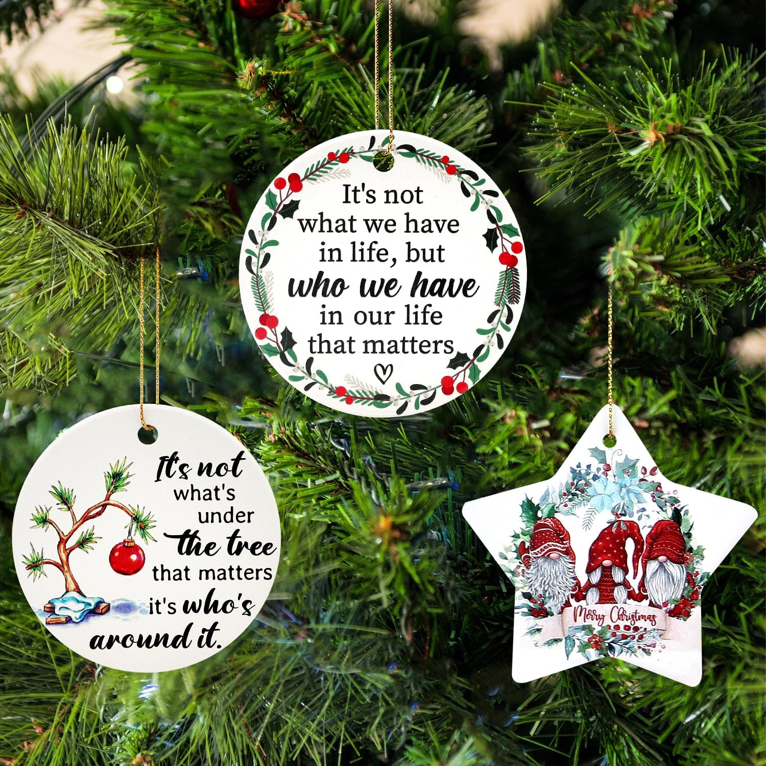 Deceram Mini Ceramic Christmas Ornaments for Friends Family