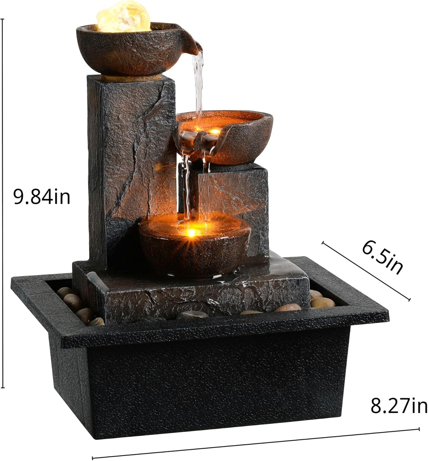 Tolevoit Three Bowls Rotating Ball Water Fountain Home Dcor