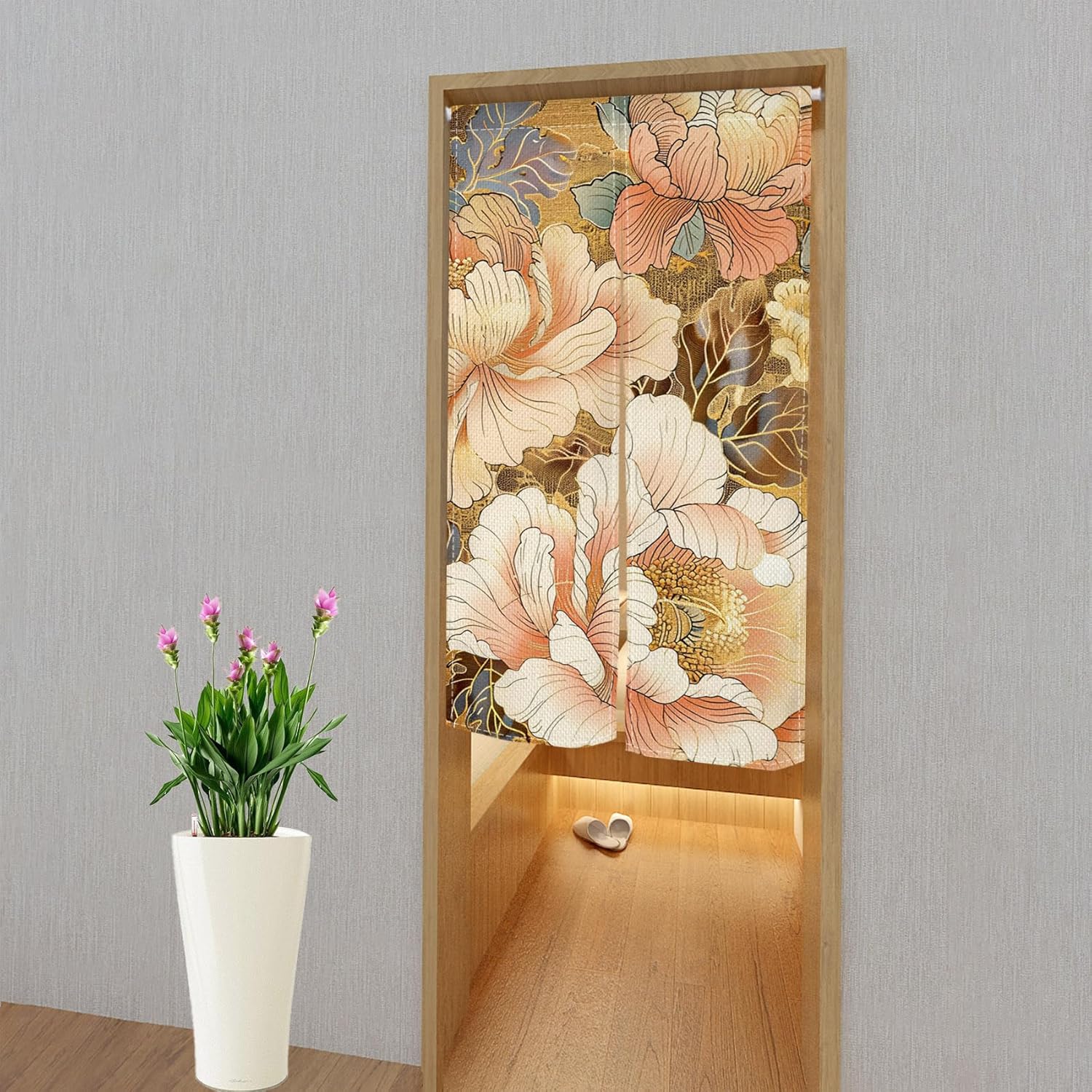 Chinese Style Blooming Flowers Panel Curtain for Home Use