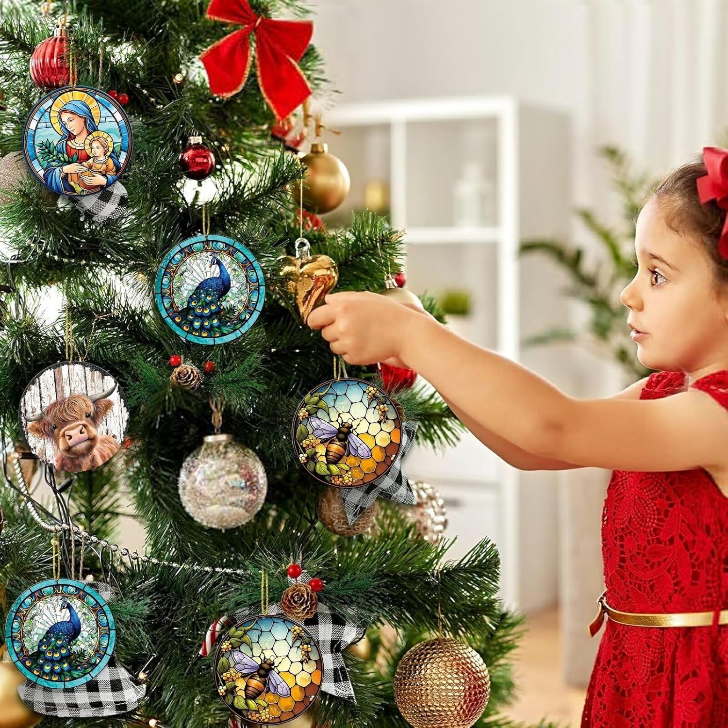 Floral Bee Christmas Tree Decor 2024 Hanging Ornament