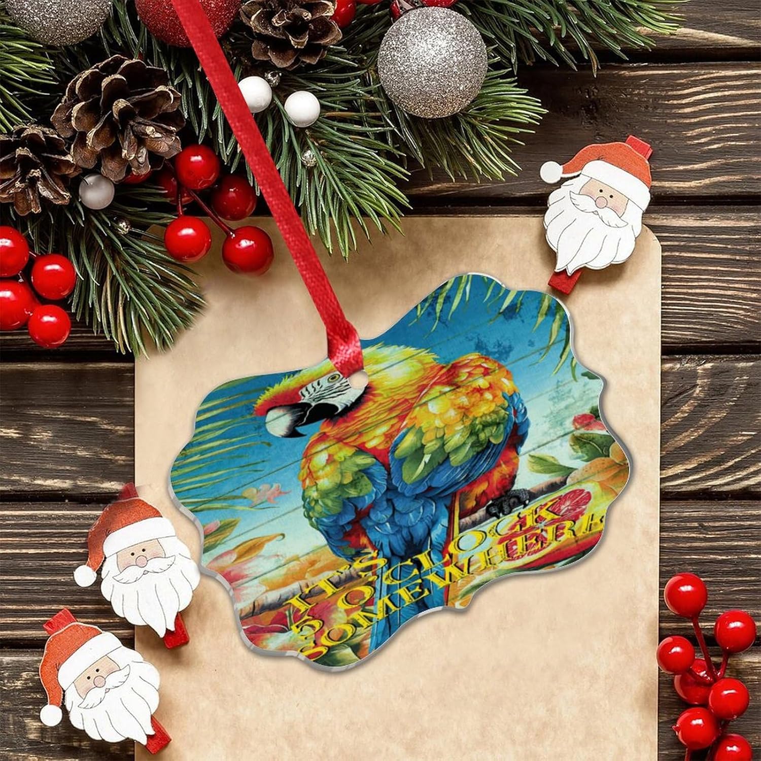 3 Inch Acrylic Christmas Ornaments 2024 Tropical Flamingo Hanging Decor