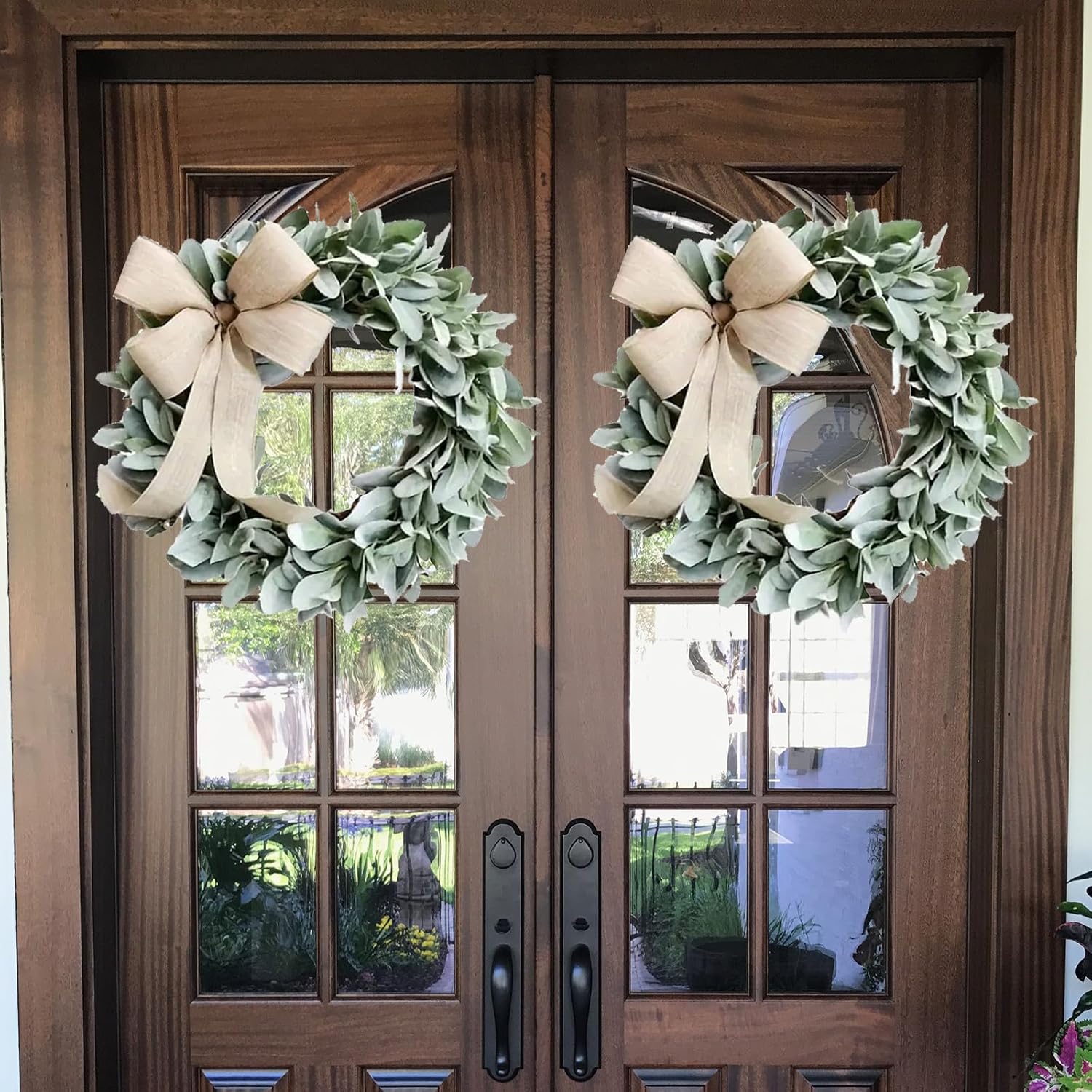 Lambs Ear Teardrop Front Door Wreath