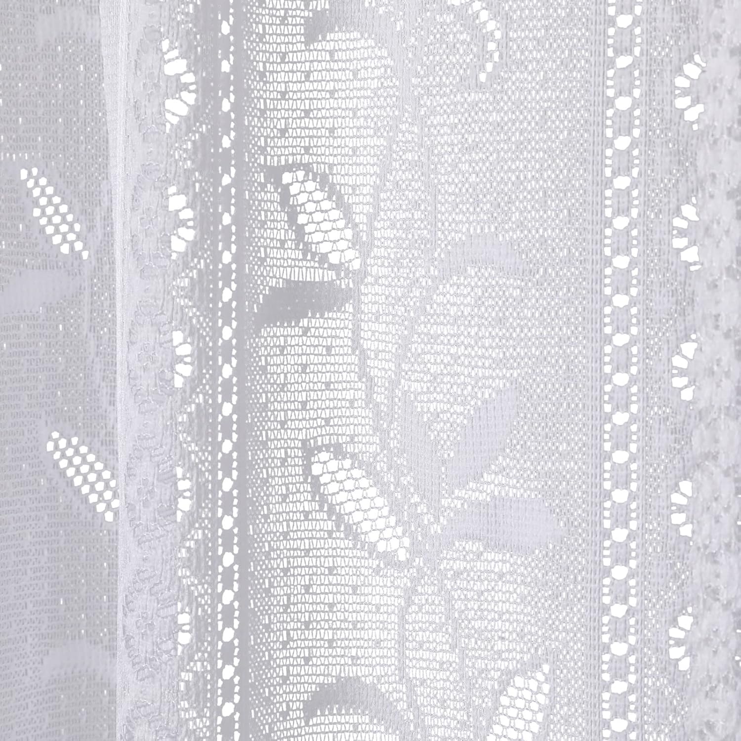 2 Pcs White Lace French Door Curtain Panels 72 Inch Long