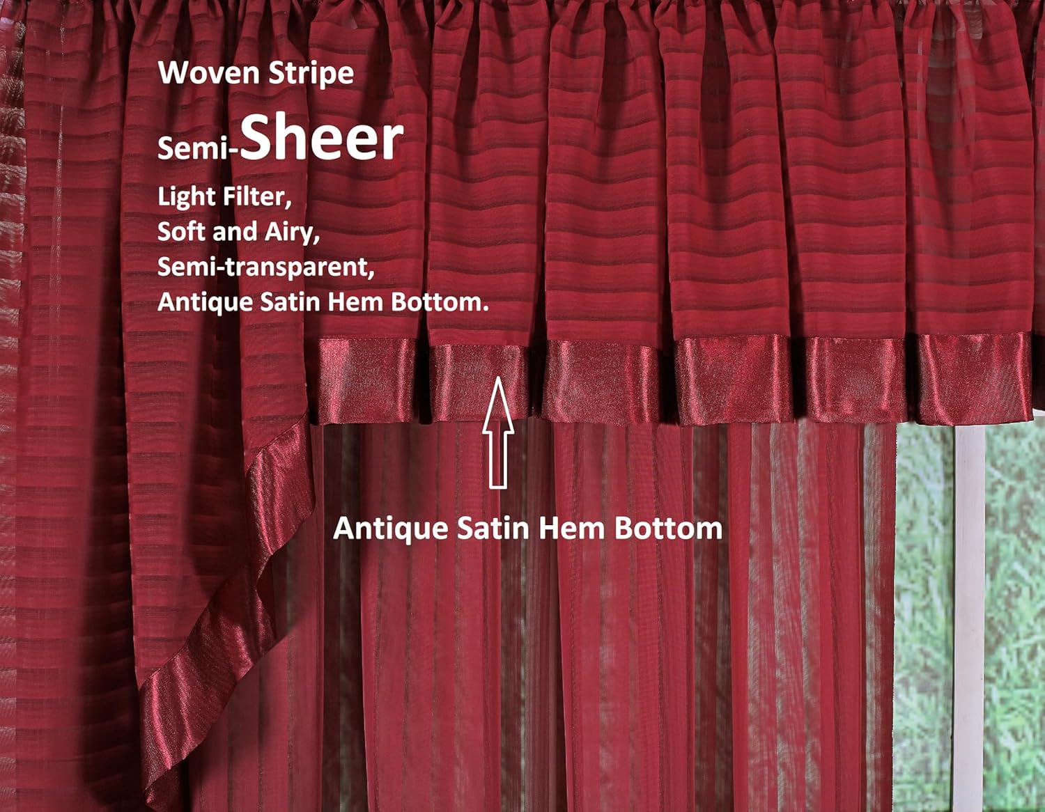 Todays Curtain Silhouette Stripe Sheer Swag 38 Burgundy