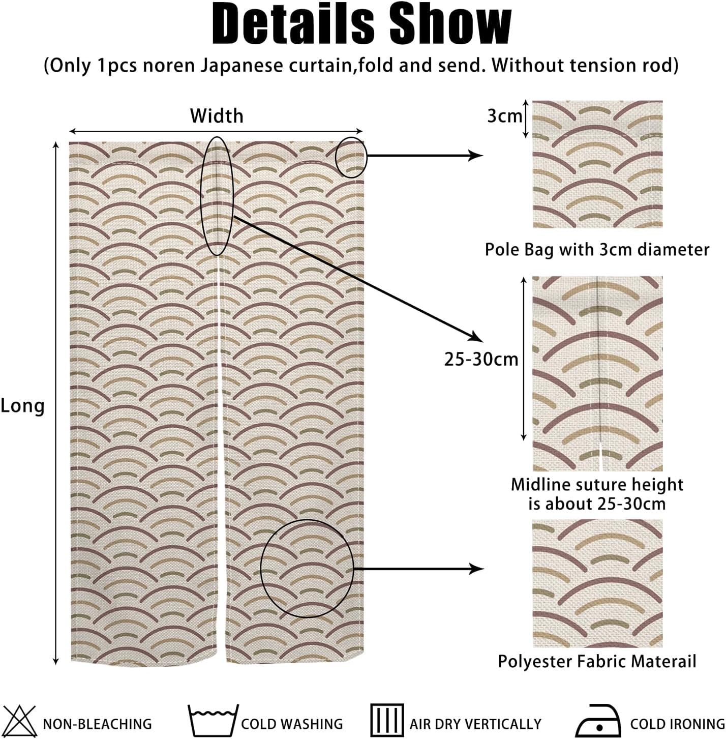Japanese Noren Door Curtain with Wave Pattern