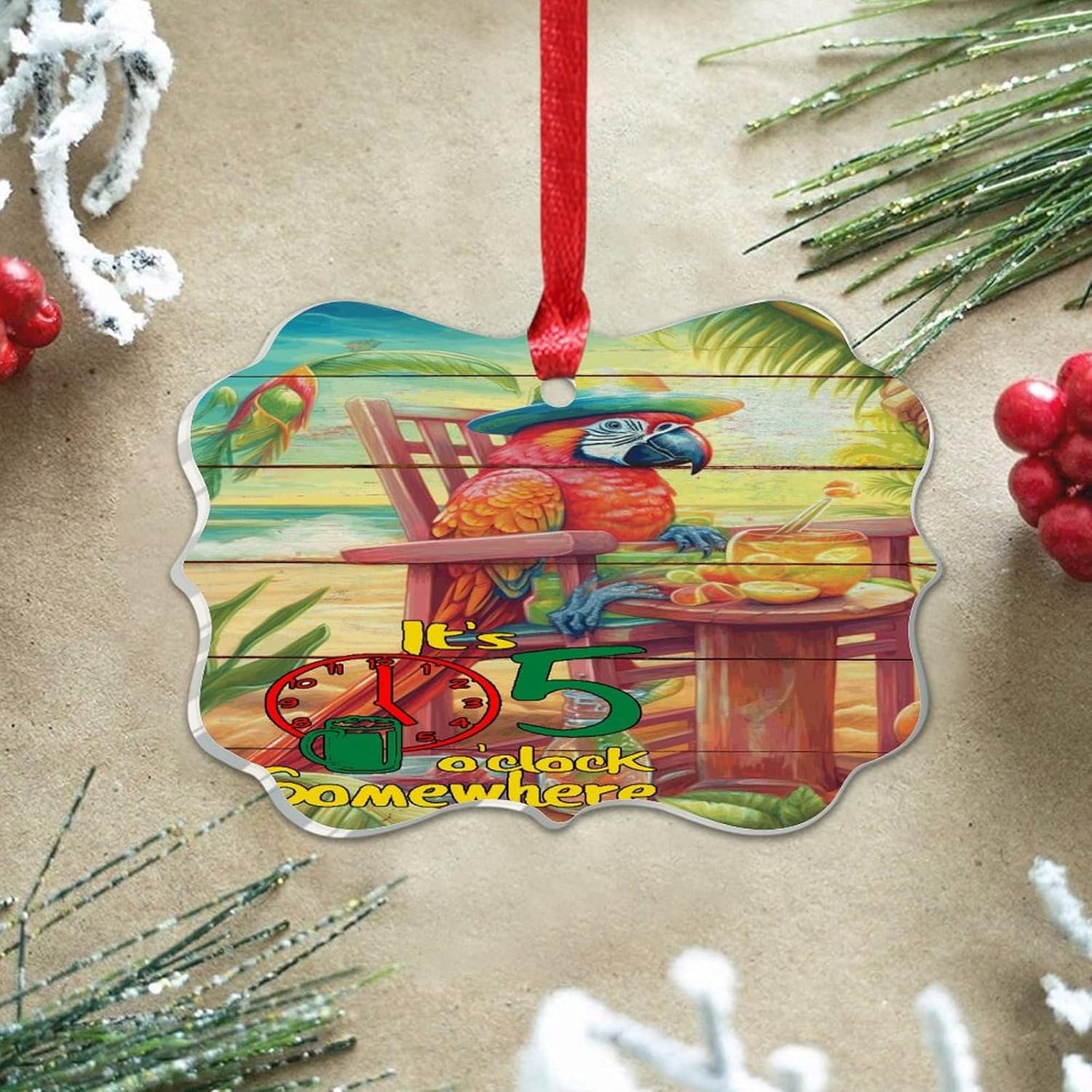 3 Inch Acrylic Christmas Ornaments 2024 Decorative Parrot Flamingo Baubles