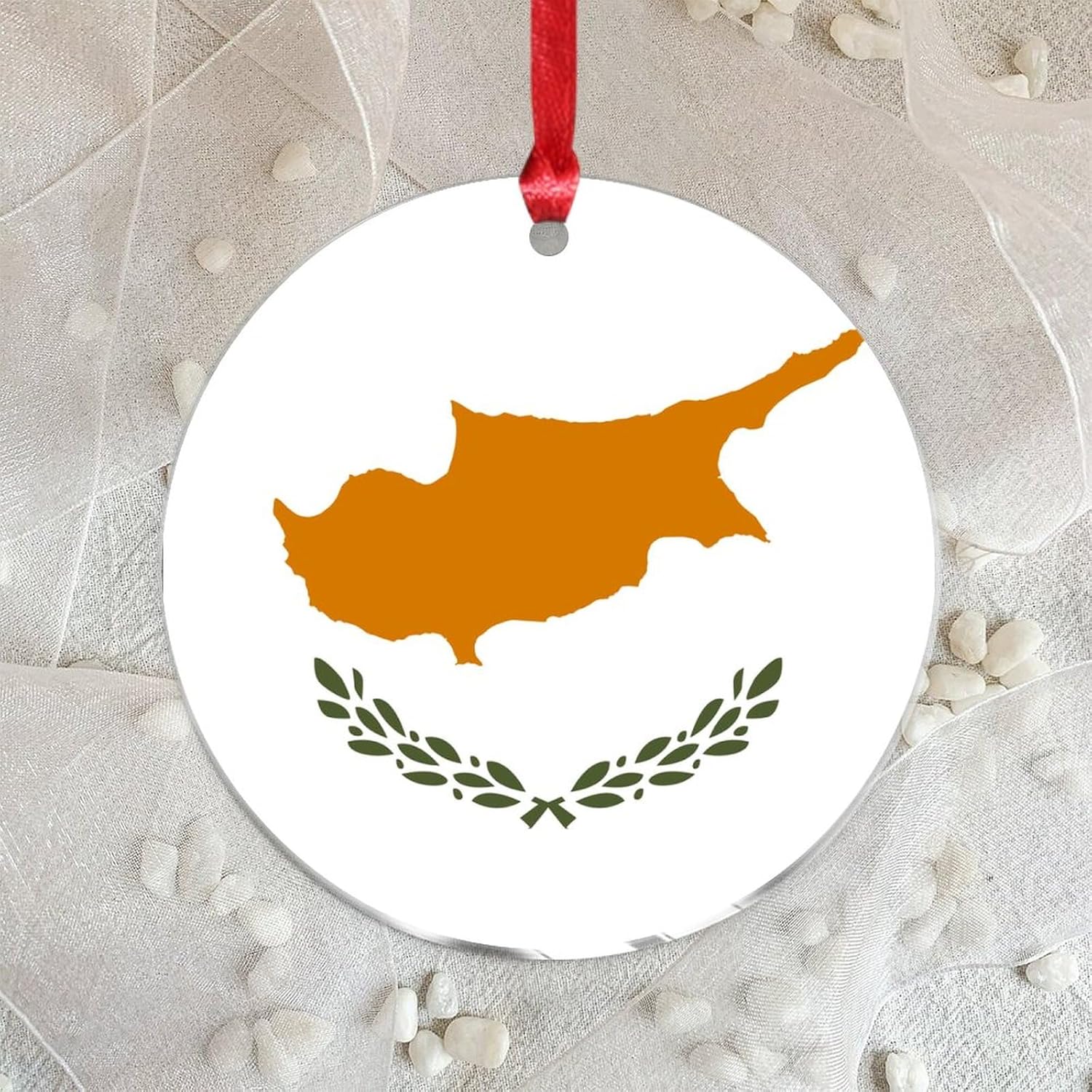 3 Clear Acrylic Christmas Ornaments 2023 Cyprus Flags Decorative Baubles