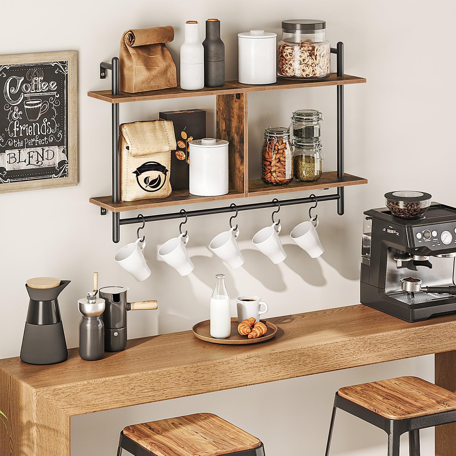 HOOBRO 30 Floating Shelves Wall Mount 2-Tier Industrial Pipe Storage