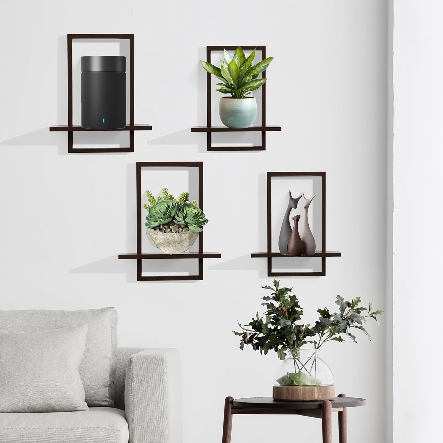PHOENANCEE Square Floating Shelves Set of 2 Black Modern Chic