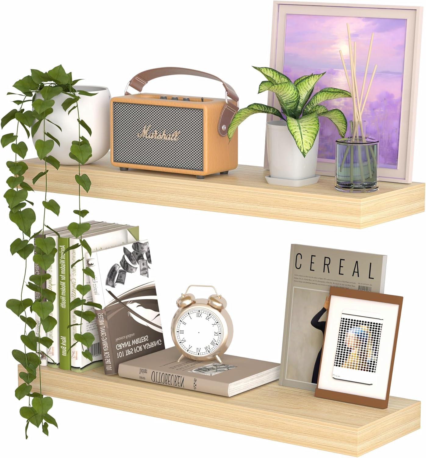 AZSKY Floating Shelves Wall Mount 16 Inch Set of 2